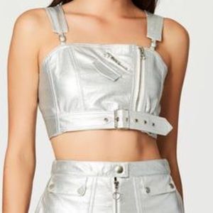 CARMAR festival edit silver metallic top